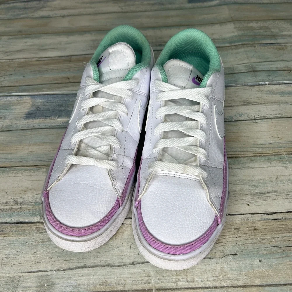 Nike White Sneakers with Mint Green and Lavender Trim